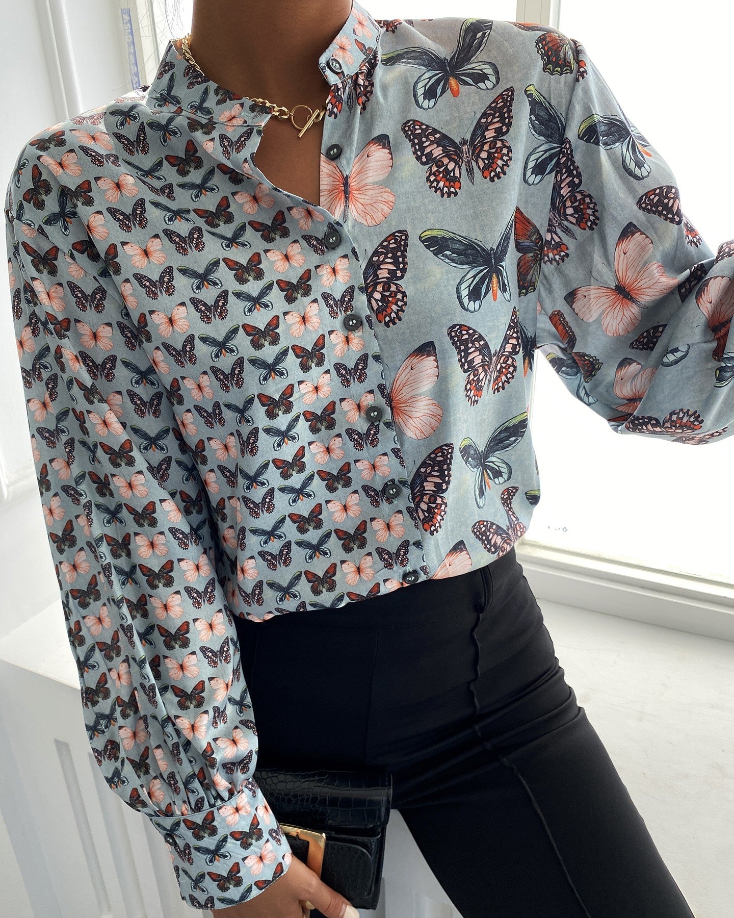 Butterfly Print Long Sleeve Shirt