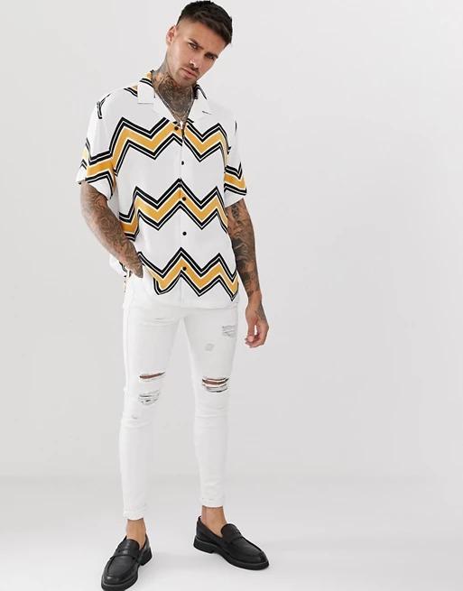 Relaxed Fit Chevron Strip Shirt