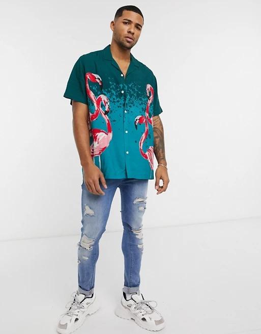 Regular fit Shirt In Placement Flamingo