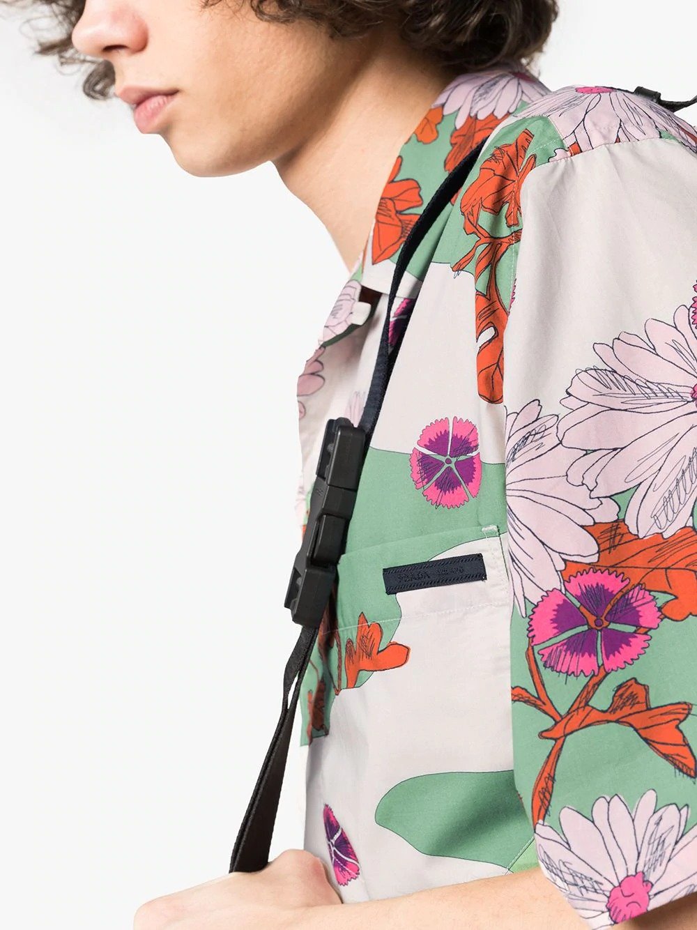 Green & Neutral Prada Floral print Cotton Shirt