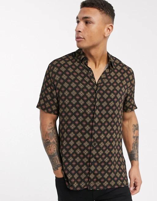 Short Sleeve Abstract Print Shirt