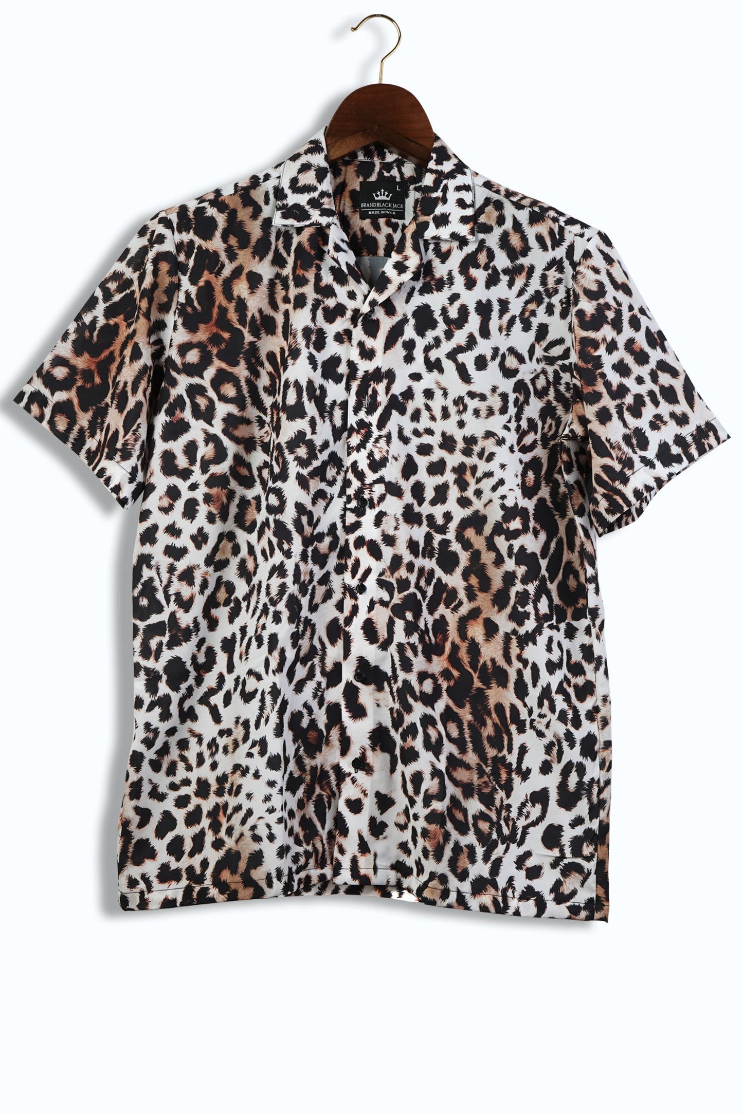 Leopard Pattern Cuban Collar Mens Printed Shirt by Black Jack