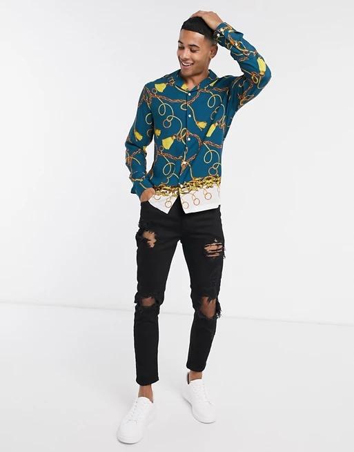 Design Regular Border Print Shirt