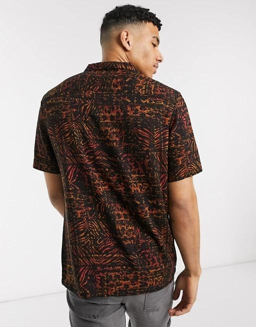 Burton Menswear Short Sleeve Shirt With Animal Print