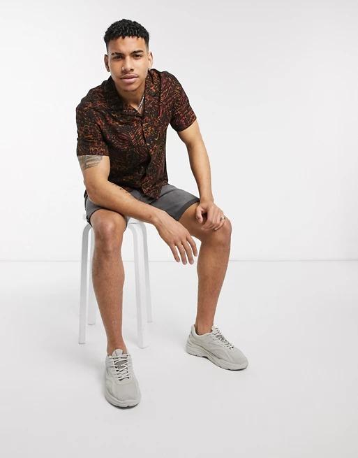 Burton Menswear Short Sleeve Shirt With Animal Print