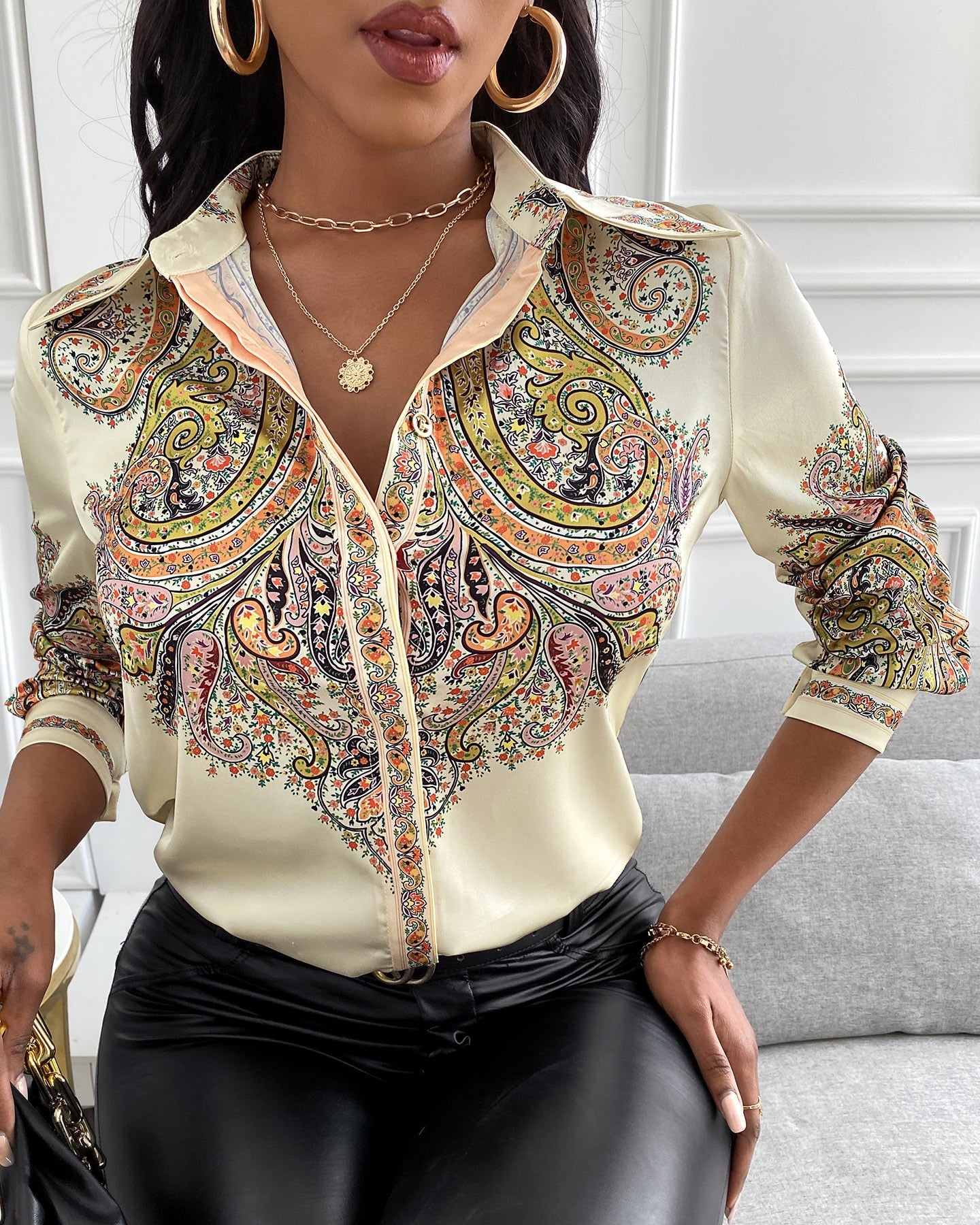 Graphic Print Long Sleeve Casual Shirt