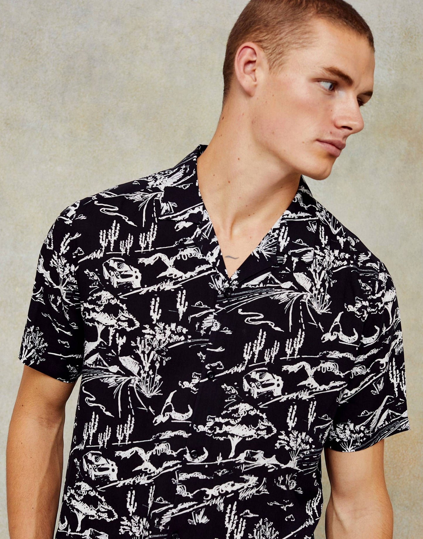 Prairie Print Revere Shirt In Black Color Shirt