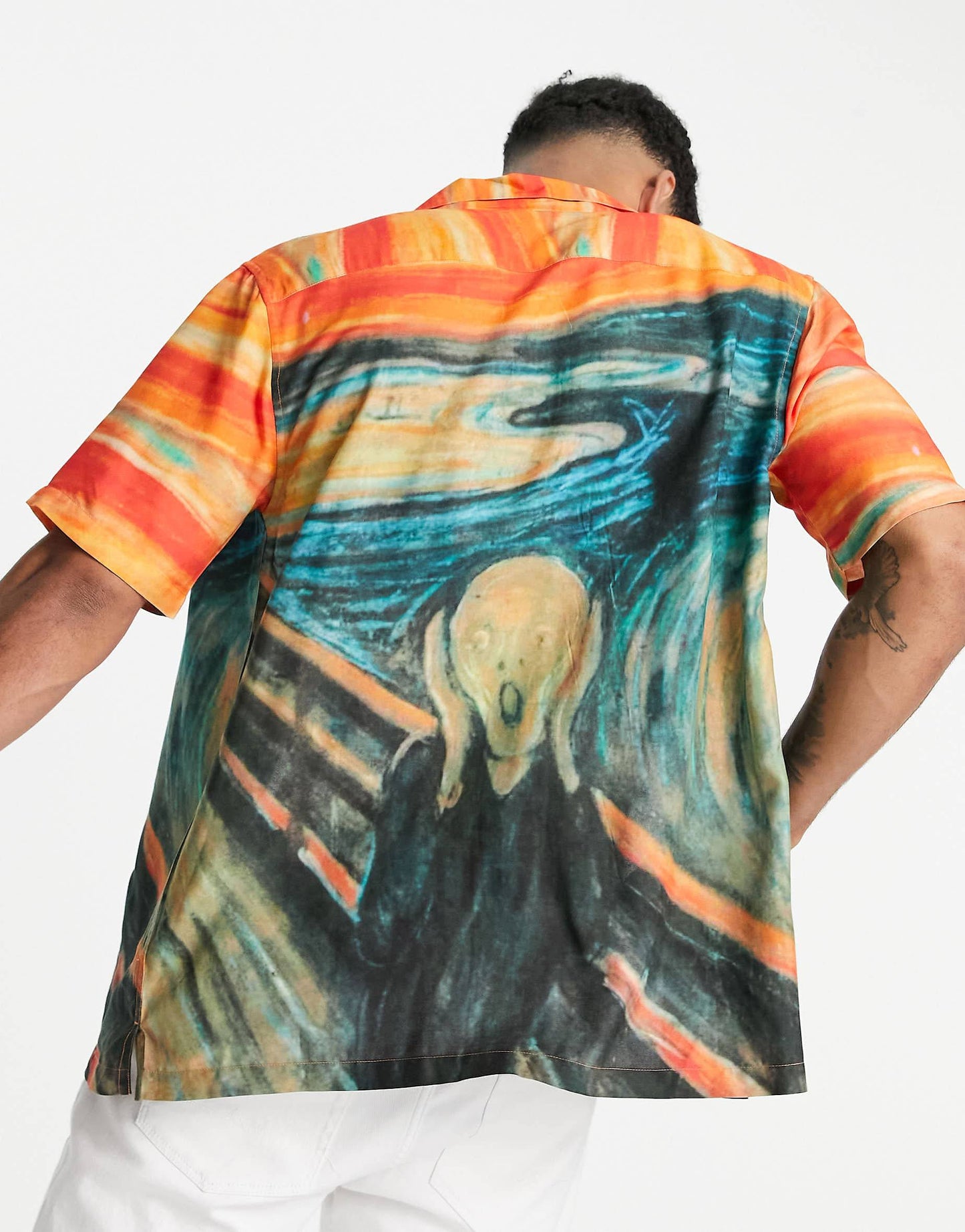 Edvard Munch Scream Print Shirt In Multi Color Half Sleeve