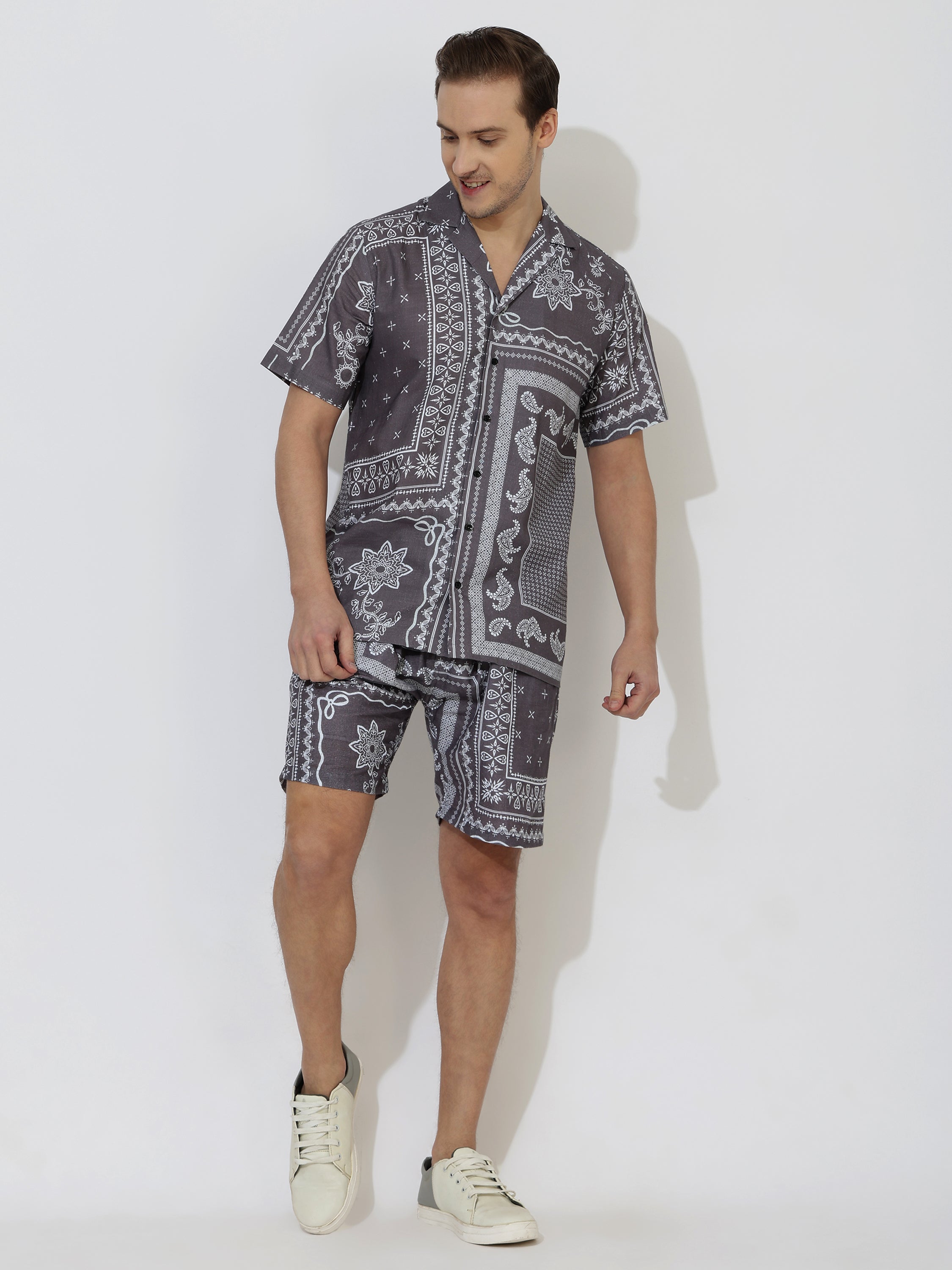 Cherito Linen Men's Shorts Co-Ord Set by Brand Black Jack