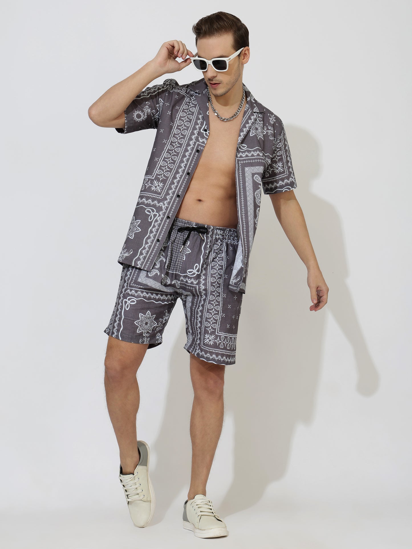 Cherito Linen Men's Shorts Co-Ord Set by Brand Black Jack