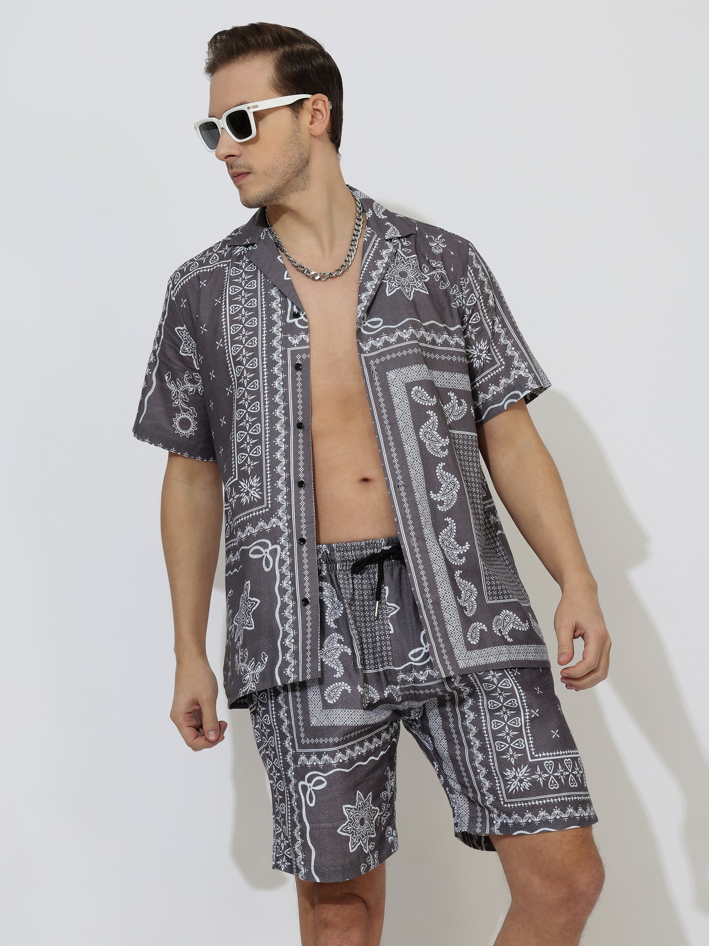 Cherito Linen Men's Shorts Co-Ord Set by Brand Black Jack