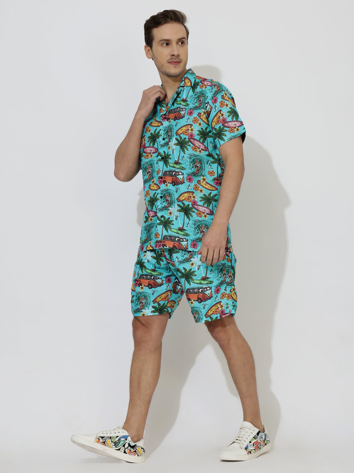 Beach Style Linen Men's Shorts Co-Ord Set by Brand Black Jack