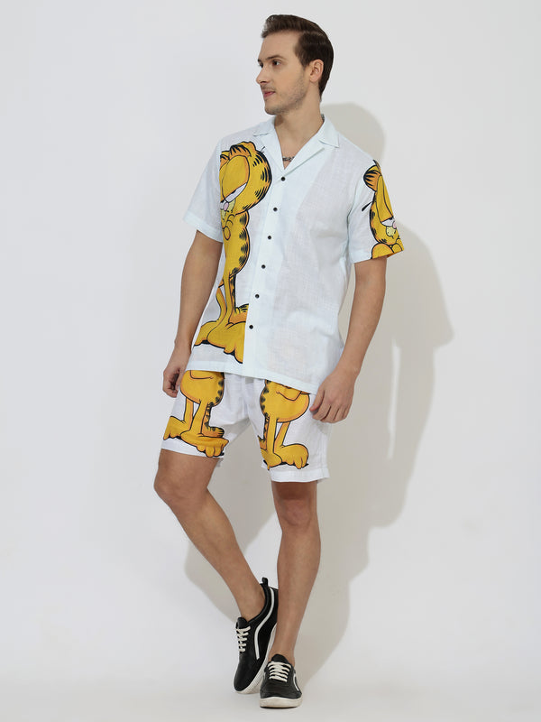 Snoopy Linen Men's Shorts Co-Ord Set by Brand Black Jack