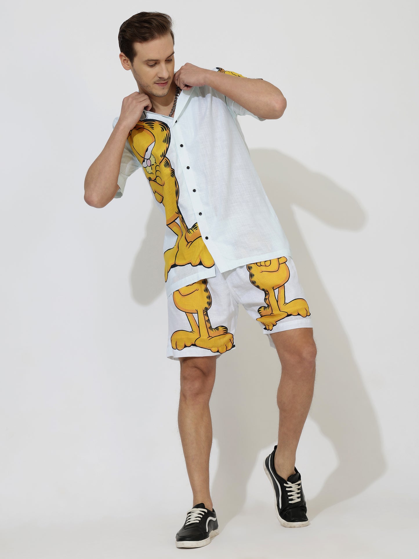 Snoopy Linen Men's Shorts Co-Ord Set by Brand Black Jack