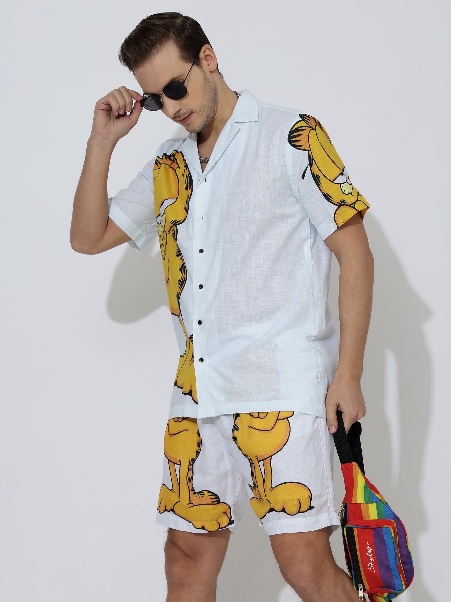 Snoopy Linen Men's Shorts Co-Ord Set by Brand Black Jack