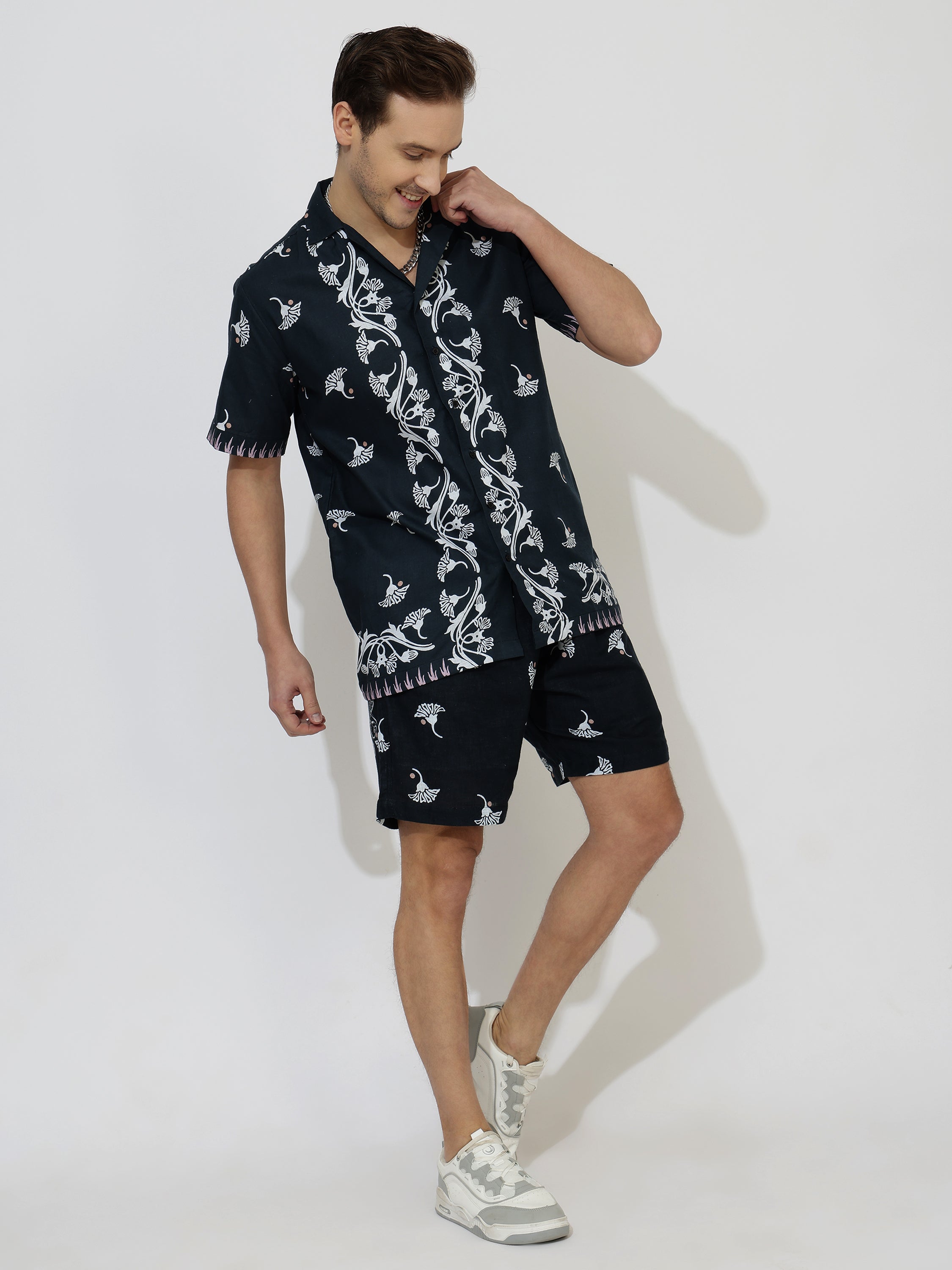 Crocodile Linen Men's Shorts Co-Ord Set by Brand Black Jack