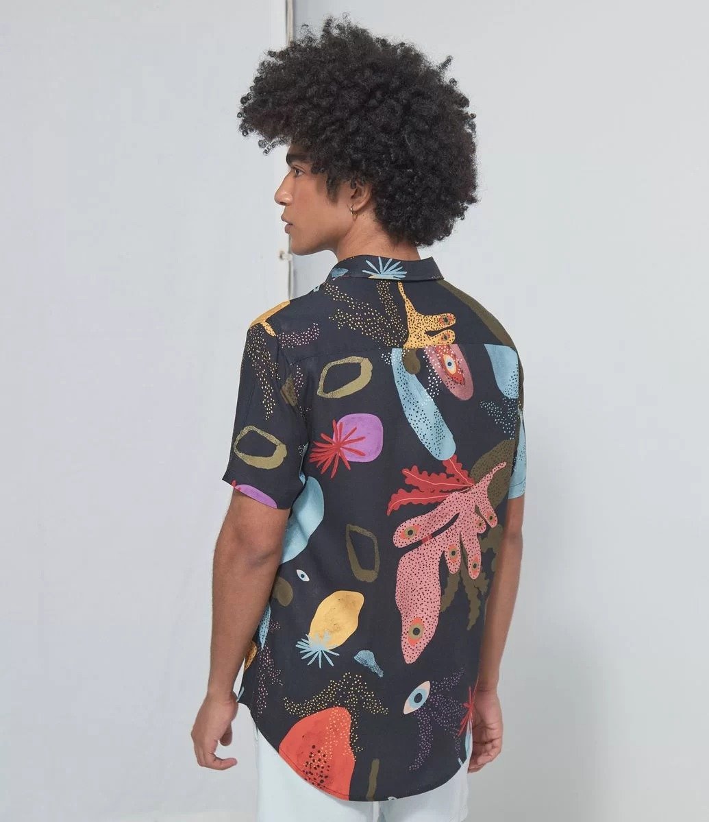 Printed Short Sleeve Shirt Black