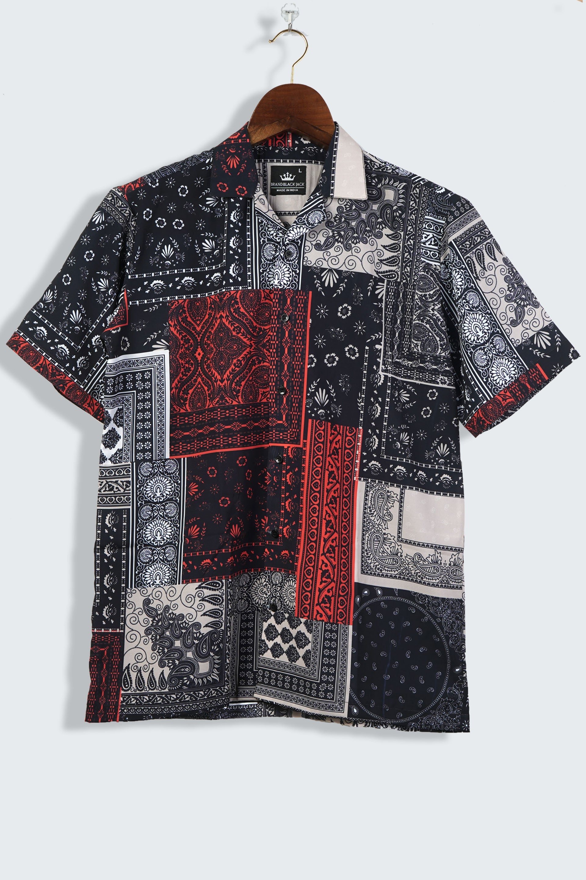 Bandana Patchwork Print Mens Printed Shirts by Black Jack