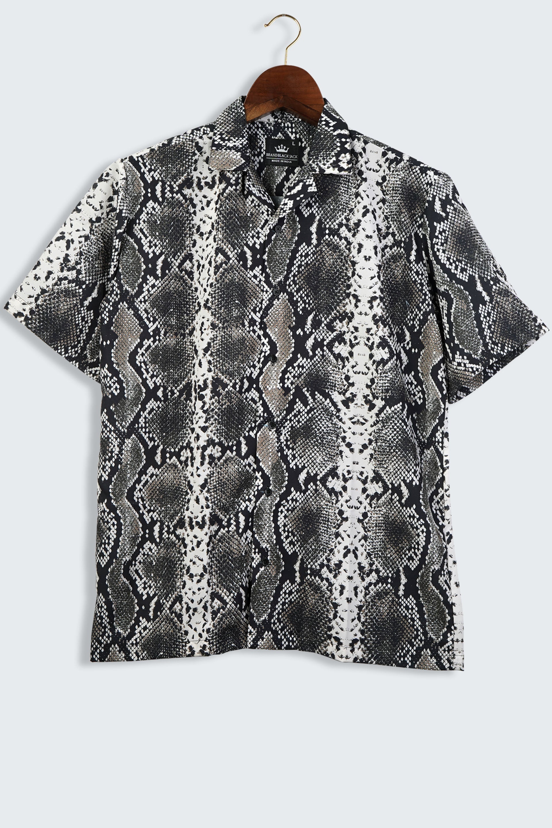 Cuban Style Snake Pattern Mens Printed Shirt by Black Jack