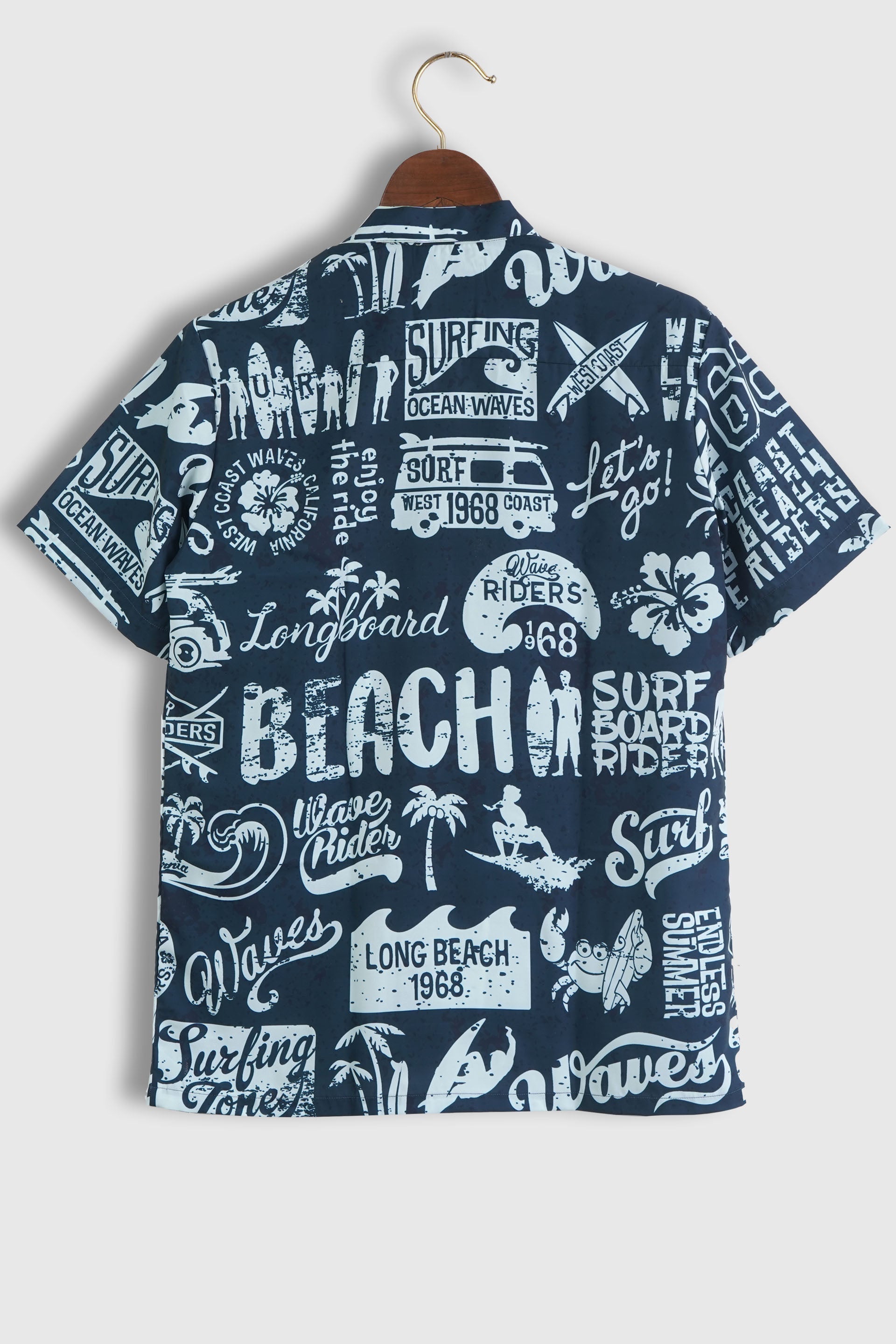 Pattern of West Coast California Wave Rider Surfing Mens Shirt by Black Jack for Beach Wear