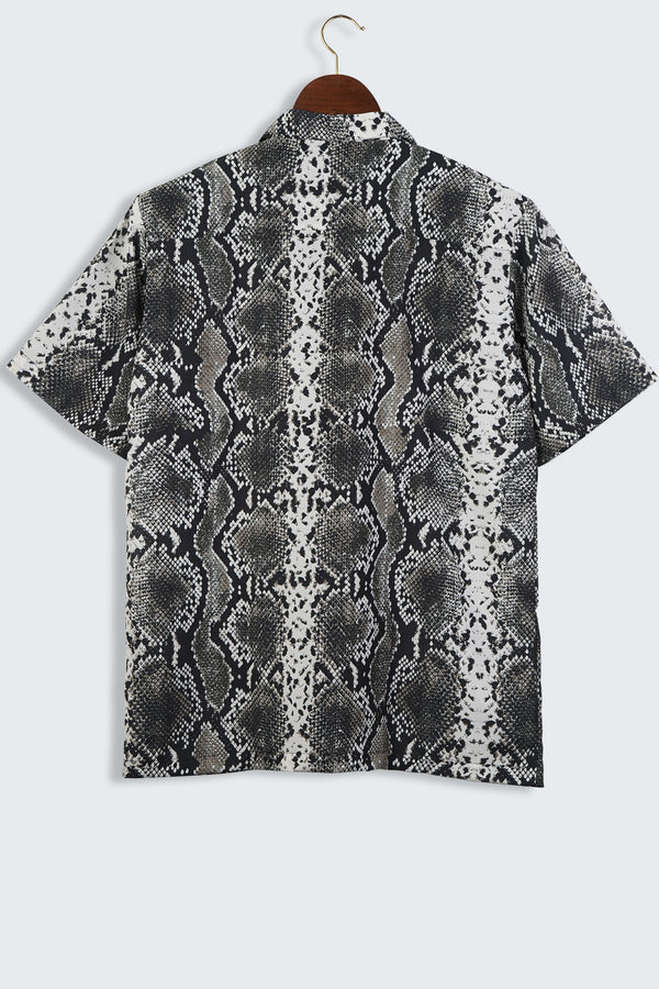 Cuban Style Snake Pattern Mens Printed Shirt by Black Jack