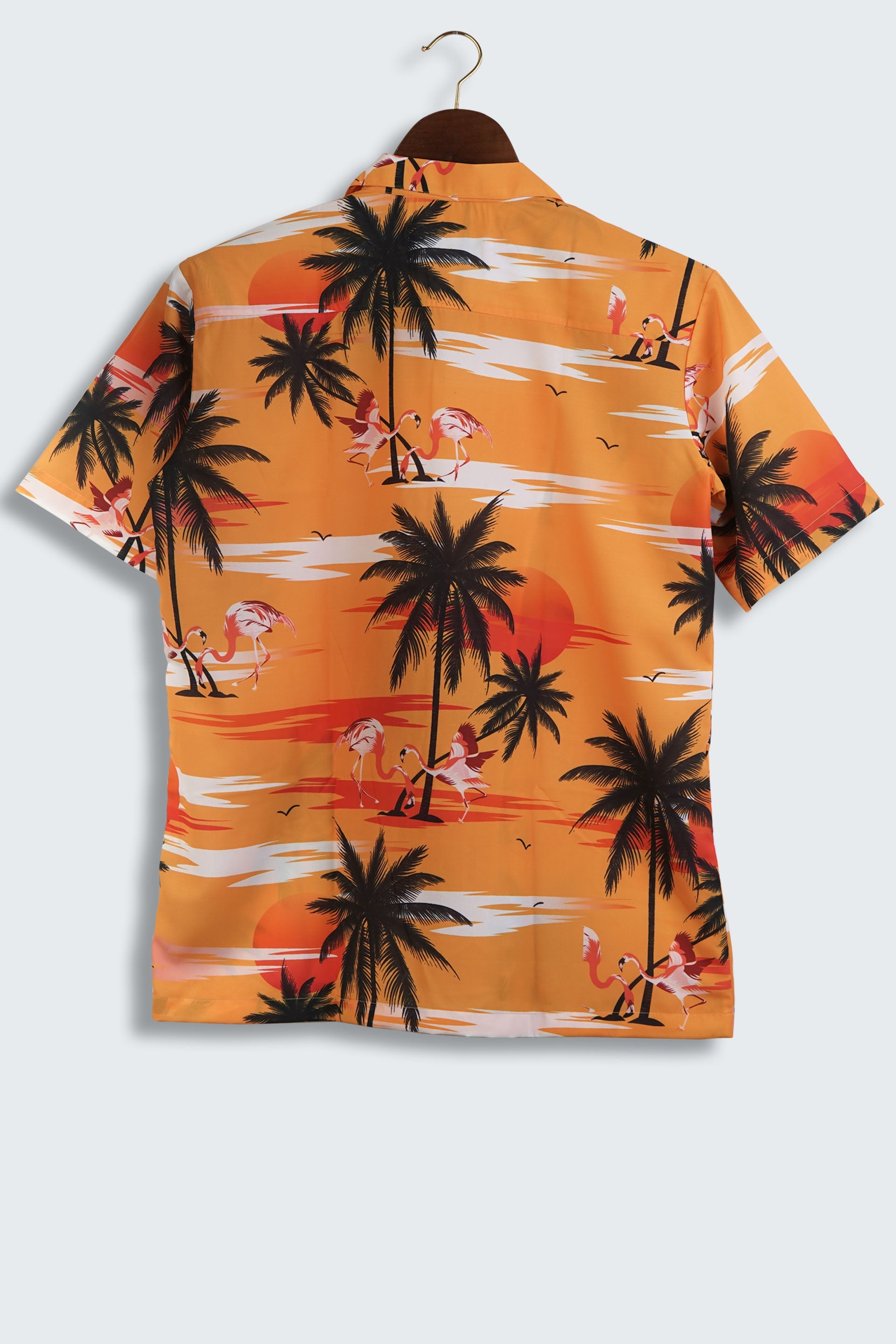 Cuban Style Sunset Glow Coconut Tree Hawaiian Mens Printed Shirt by Black Jack