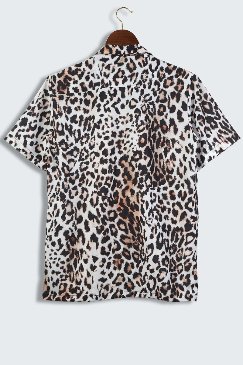 Leopard Pattern Cuban Collar Mens Printed Shirt by Black Jack