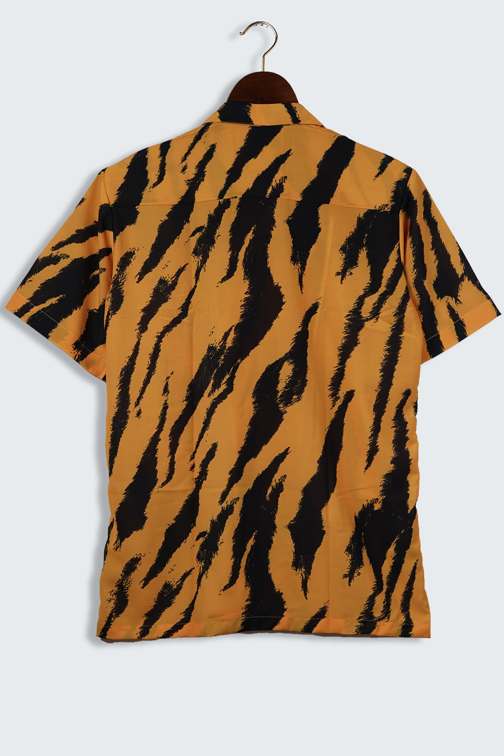 Tiger Yellow Stripe Black Jungle Safari Mens Printed Shirt by Black Jack