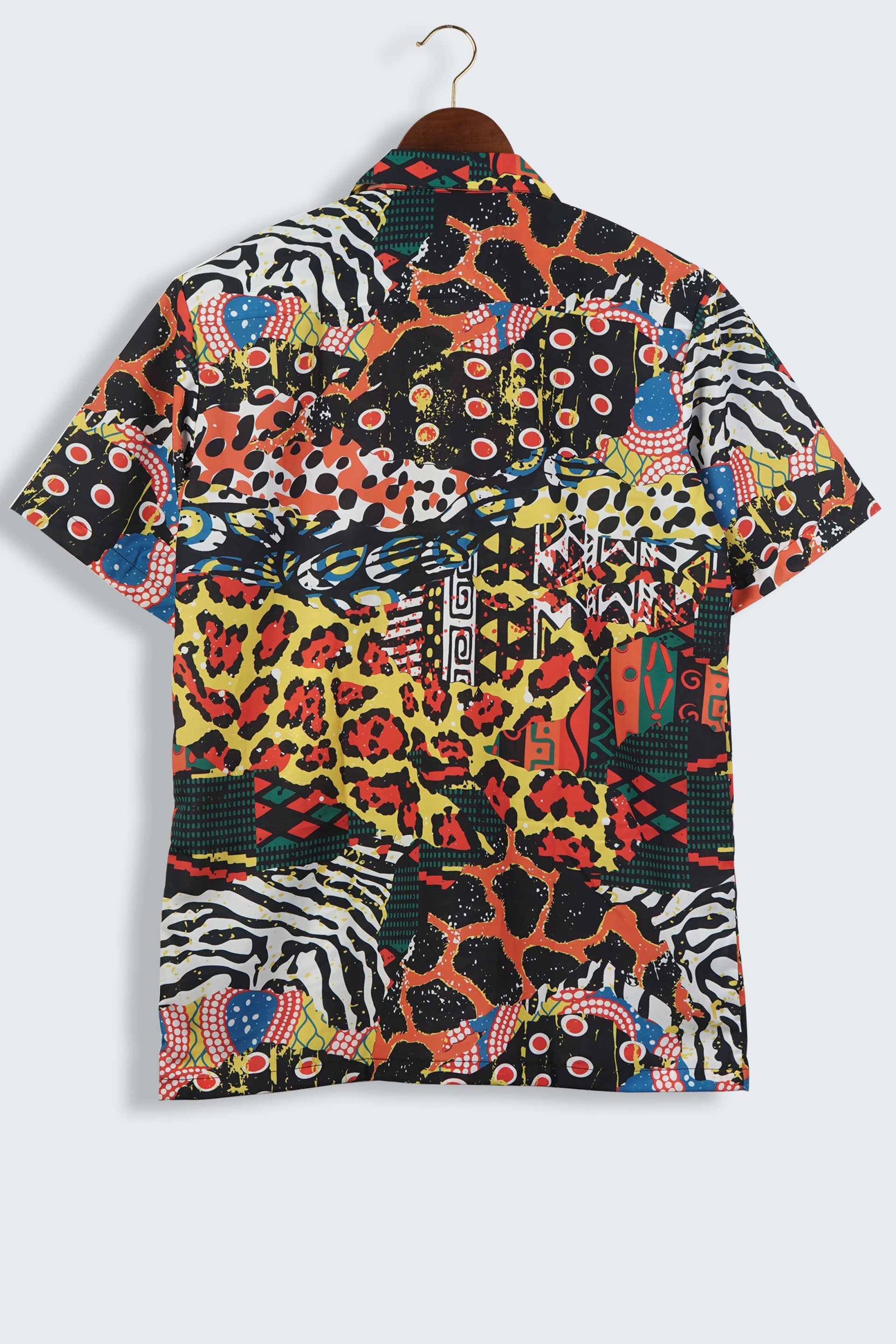 Traditional African Wild Animal Skins Pattern Mens Printed Shirt by Black Jack