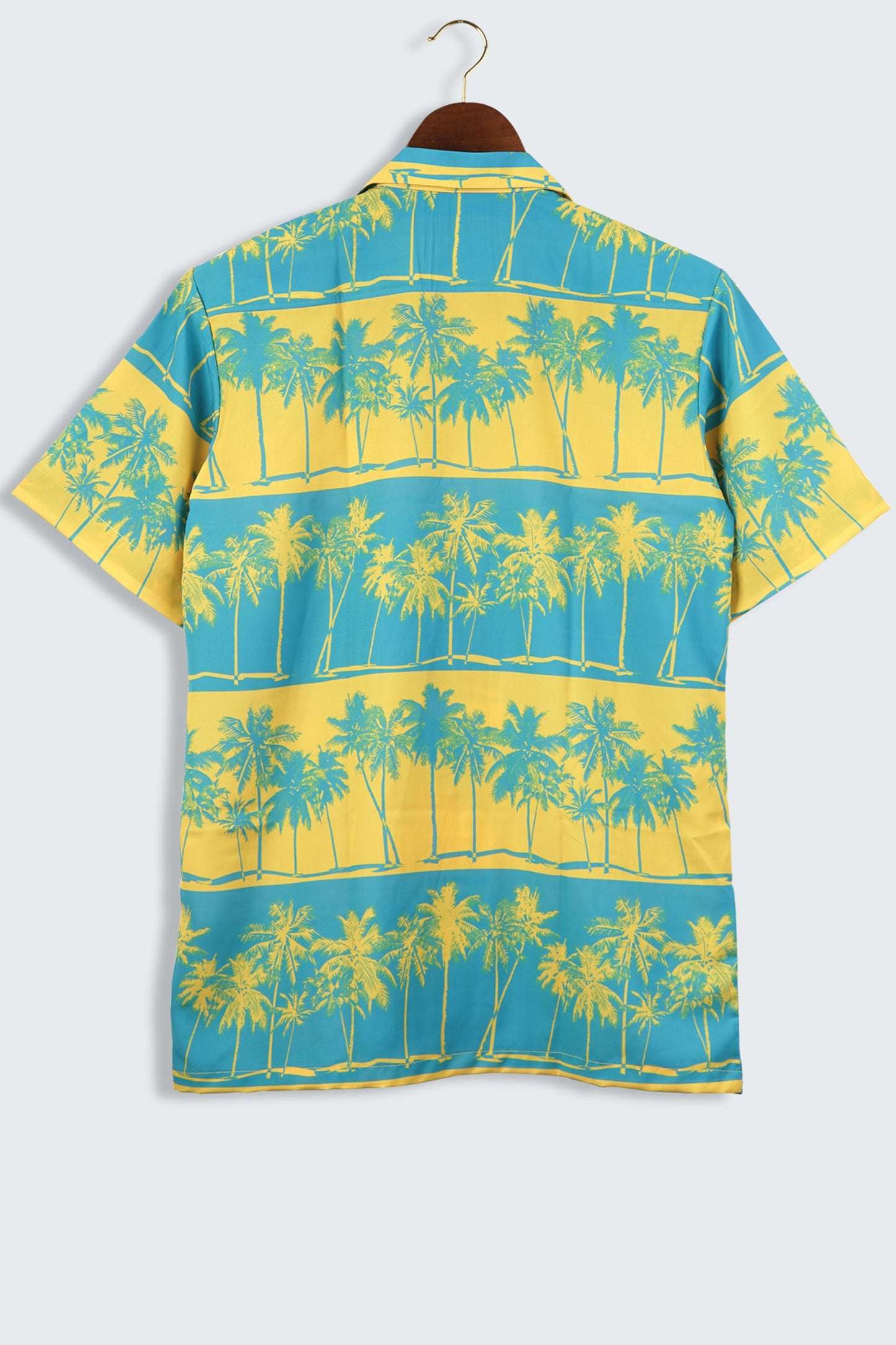 Yellow Palms on a Sky Blue Color Cuban Style Mens Shirt by Black Jack