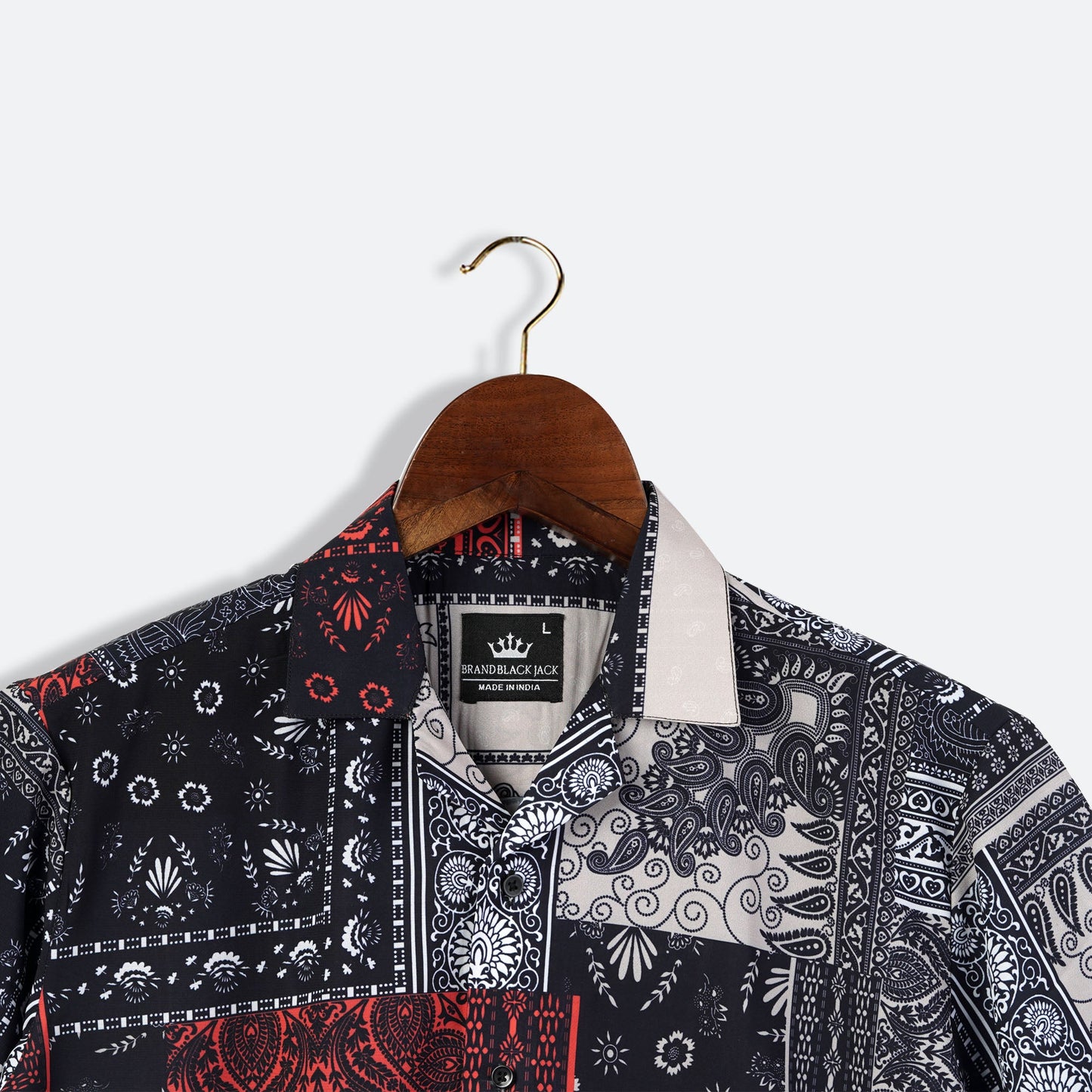 Bandana Patchwork Print Mens Printed Shirts by Black Jack