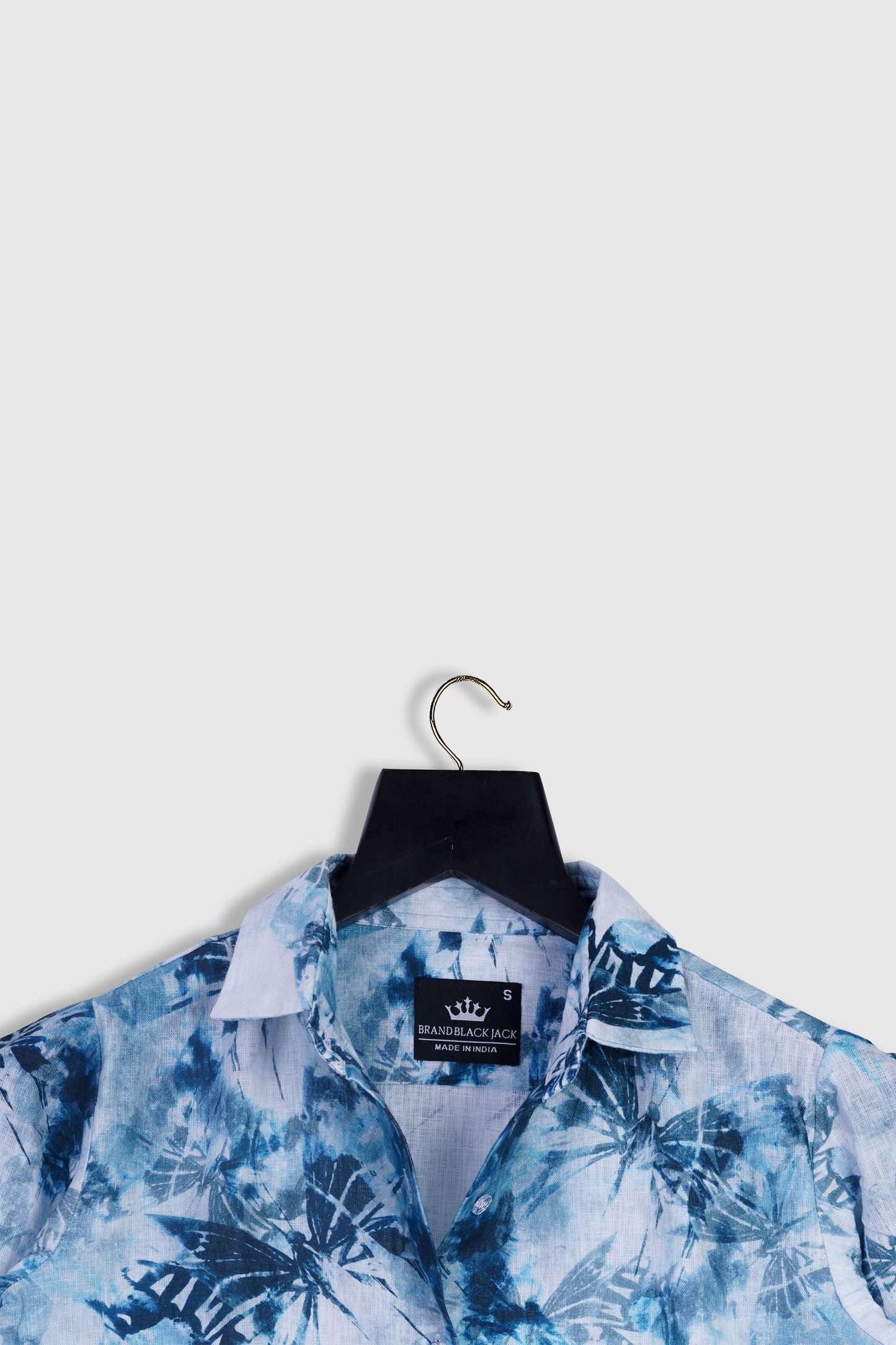 Linen Splash Blue Butterfly Full Sleeve Printed Shirt By Brand Black Jack