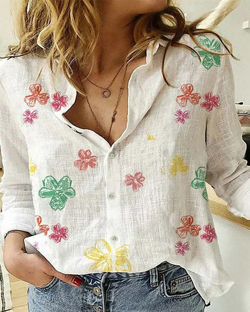 Floral Print Button Front Shirt