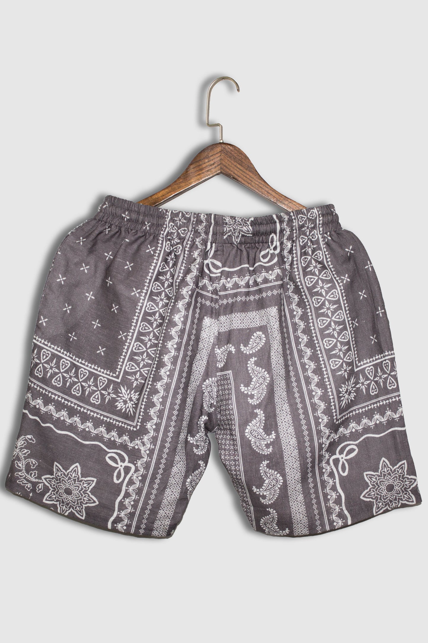 Linen Grayish Cherito Bandana Print For Men Shorts By Brand Black jack