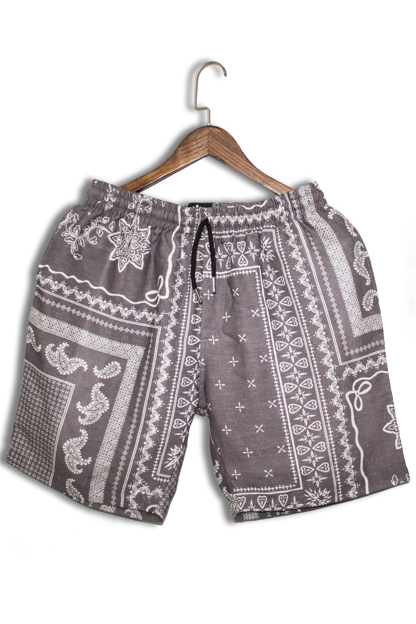 Linen Grayish Cherito Bandana Print For Men Shorts By Brand Black jack