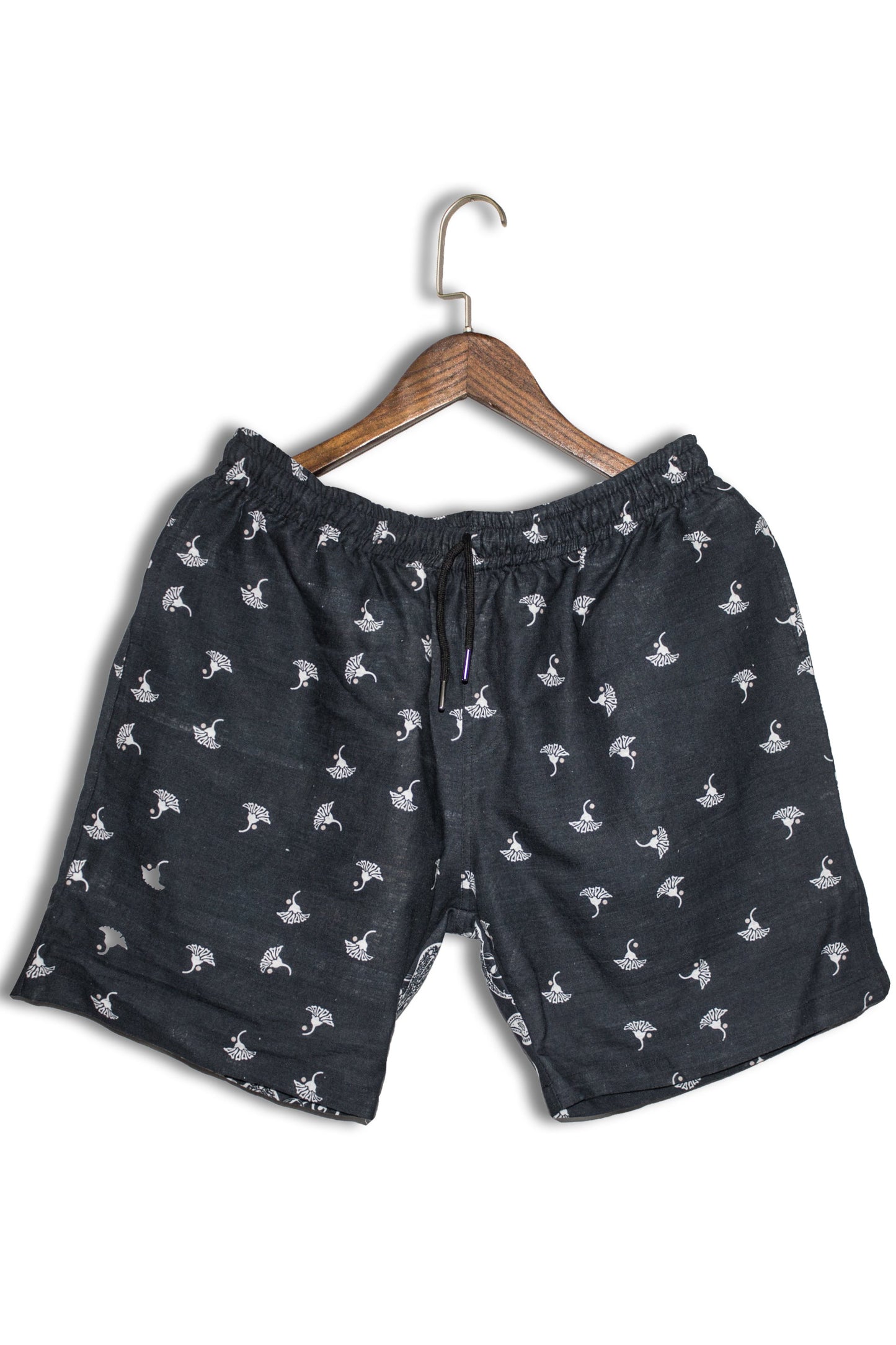 Linen Palm Crocodile-Floral Print For Mens Shorts By Brand Black Jack