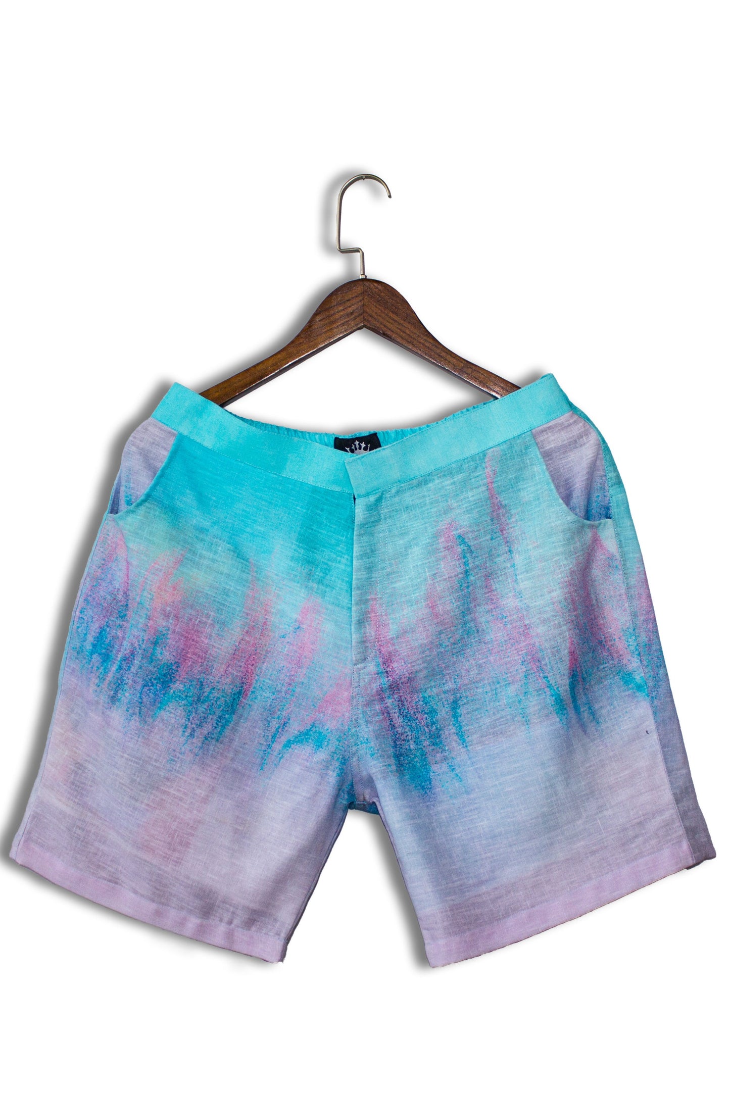 Linen Tie Dye Beutifull Wave Print Form Shorts By Brand Black jack