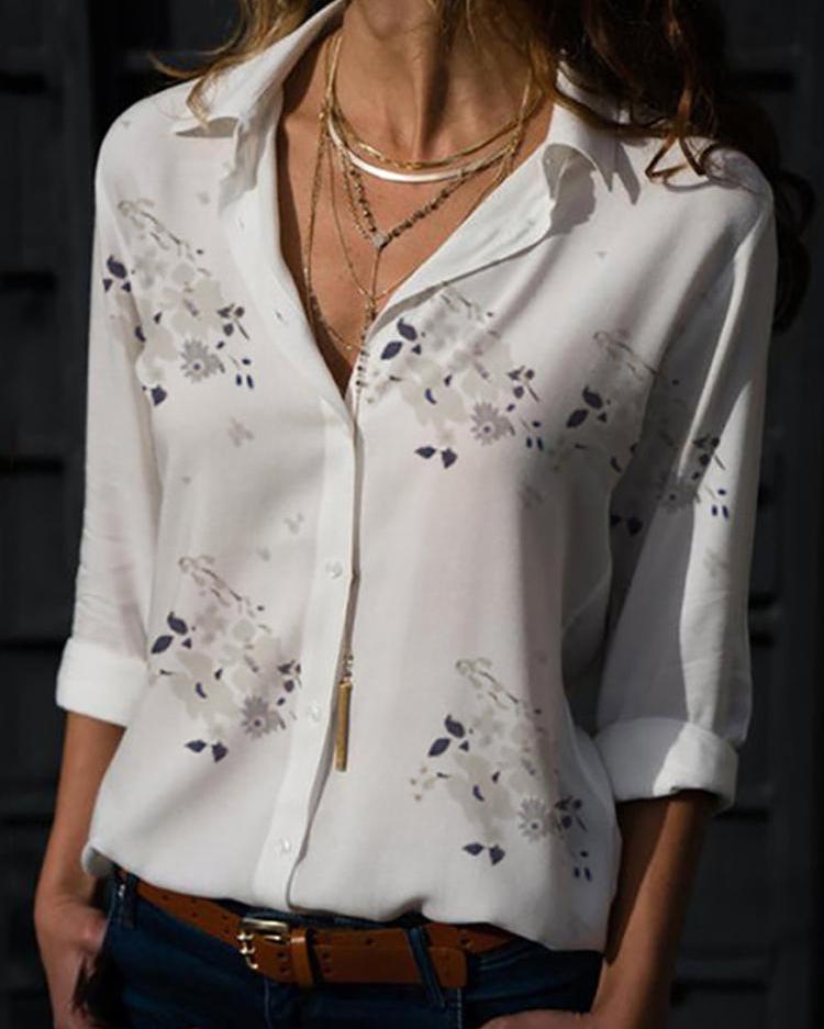 Floral Print Long Sleeve Casual Shirt