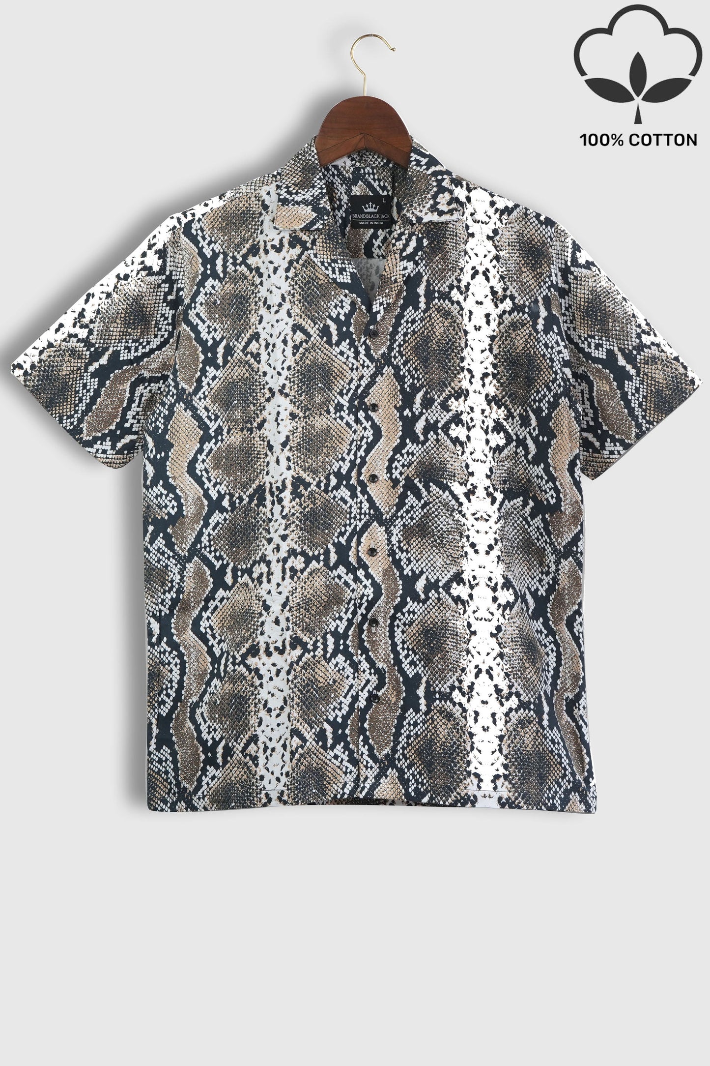 Cuban Style Snake Pattern Mens Printed Premium Cotton t-shirts by Black Jack