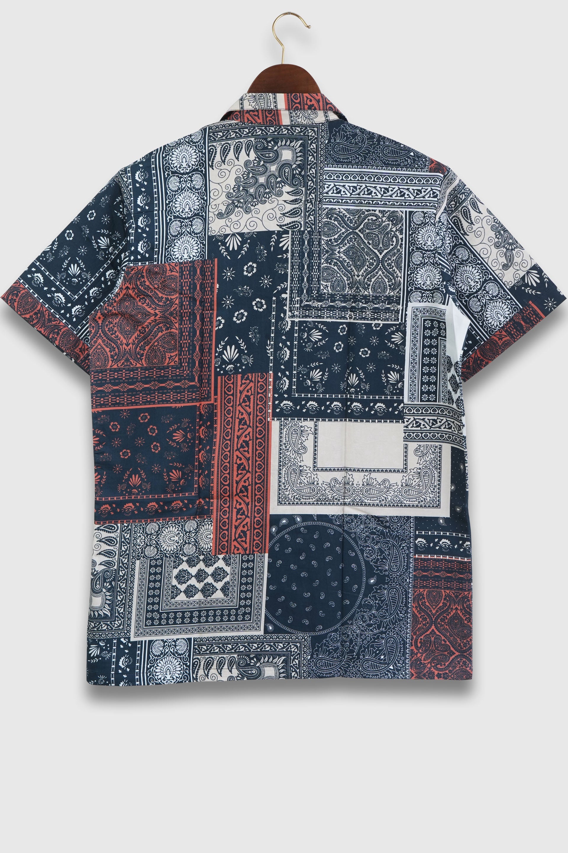 Bandana Patchwork Print Mens Printed Premium Cotton Shirts by Black Jack