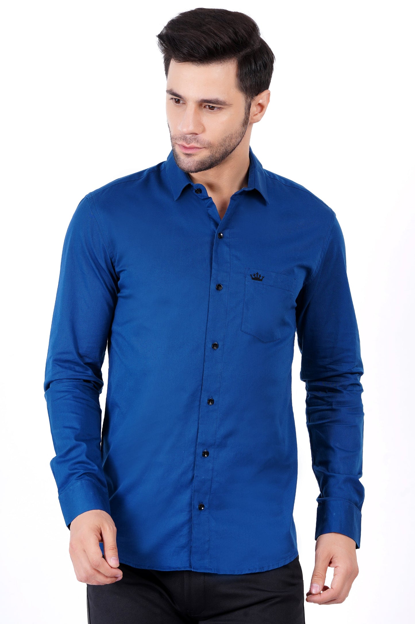 Nevy Blue Color Men's Cotton Shirt Full Sleeve Plain Shirts For Men