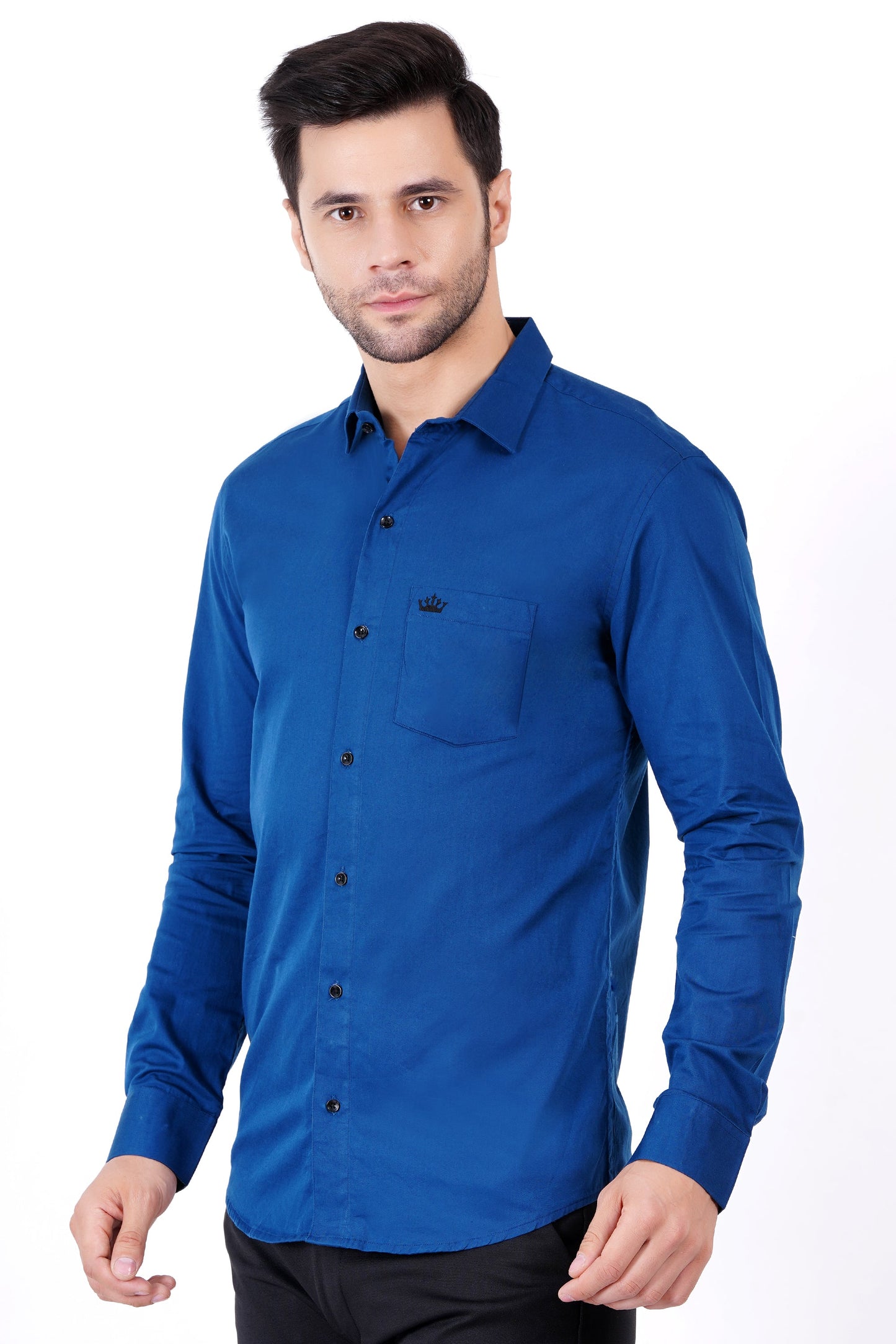 Nevy Blue Color Men's Cotton Shirt Full Sleeve Plain Shirts For Men