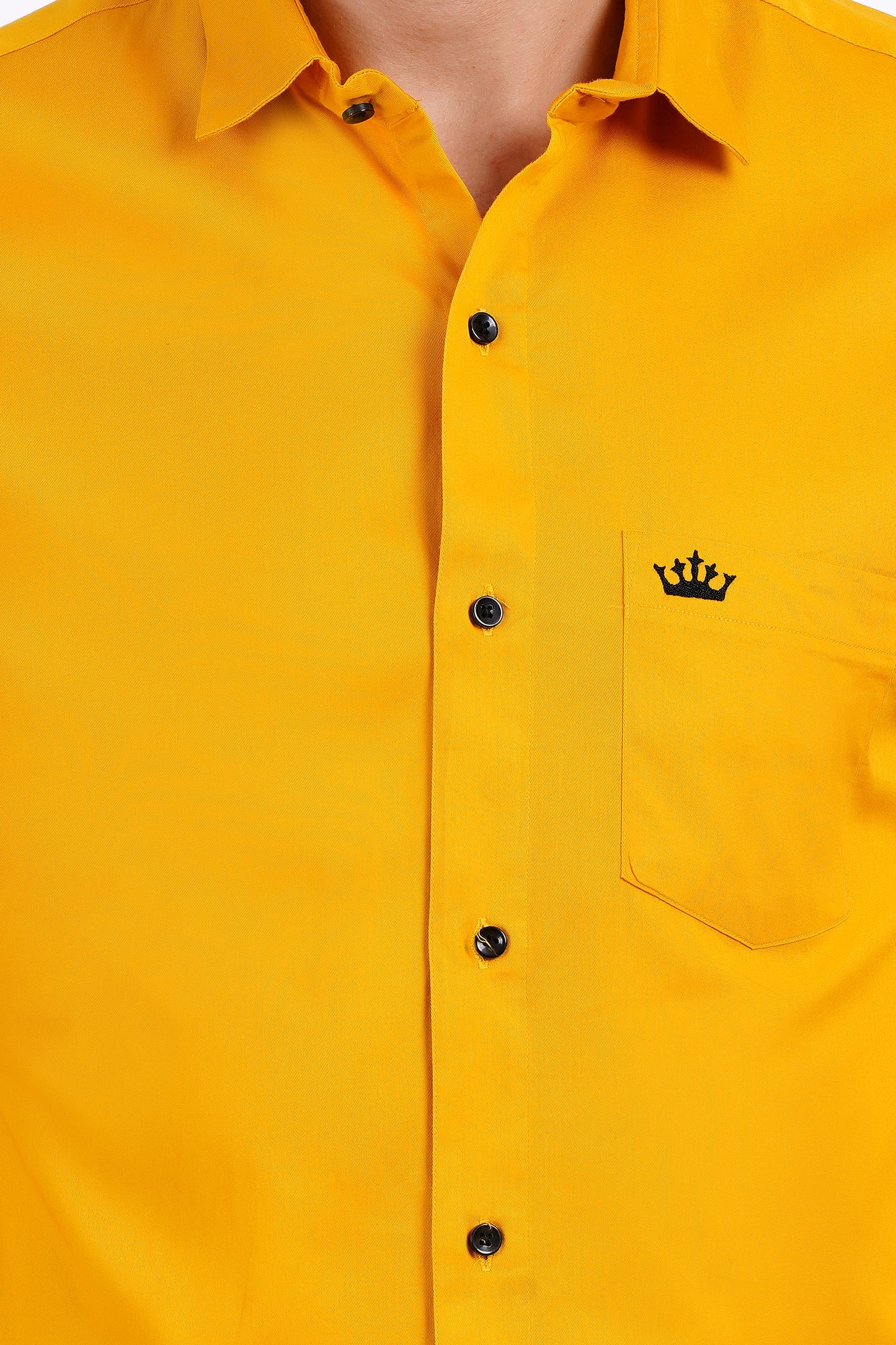 Yellow Color Men's Cotton Shirt Full Sleeve Plain Shirts For Men