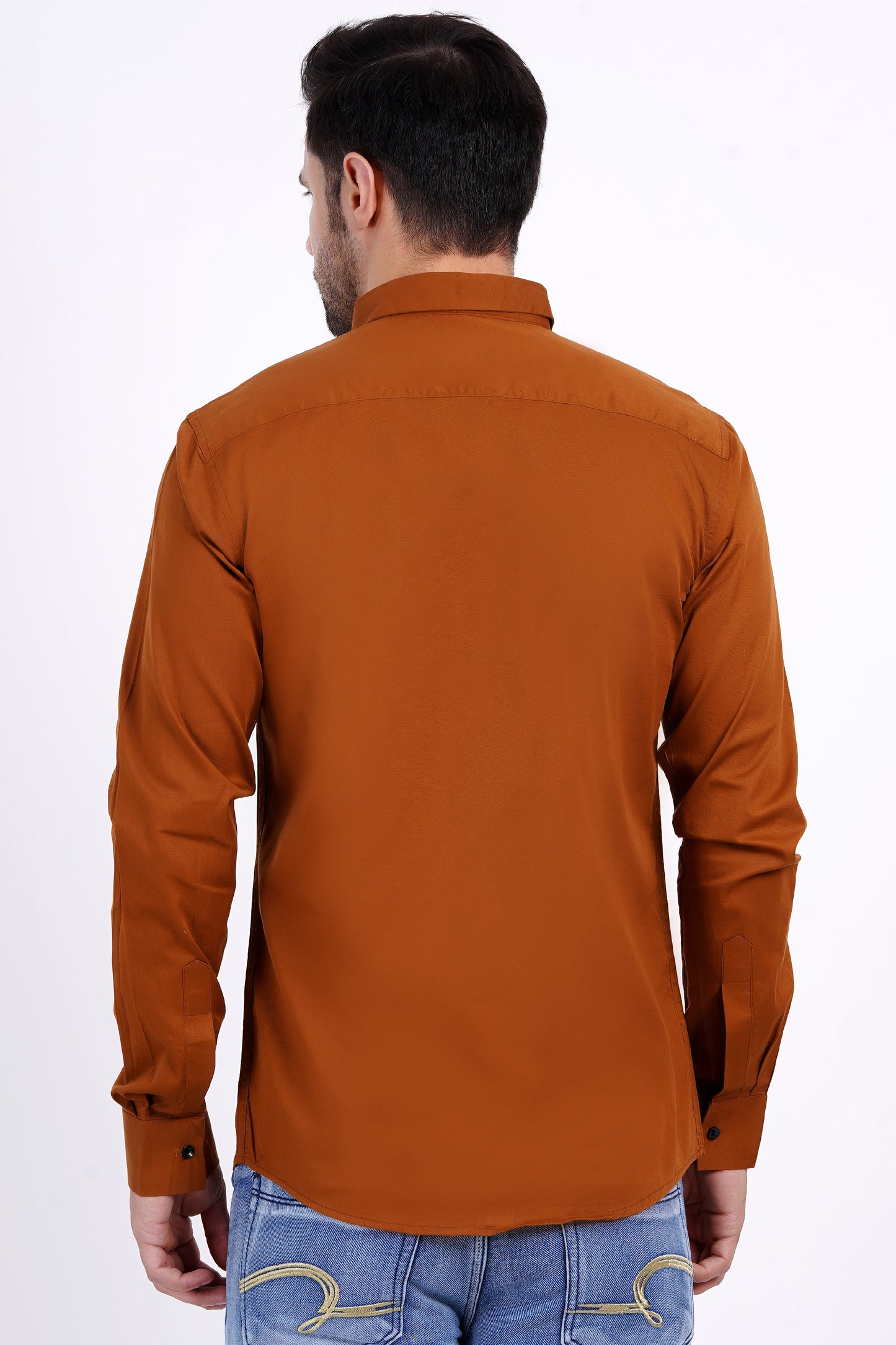 Coffee Color Men's Cotton Shirt Full Sleeve Plain Shirts For Men