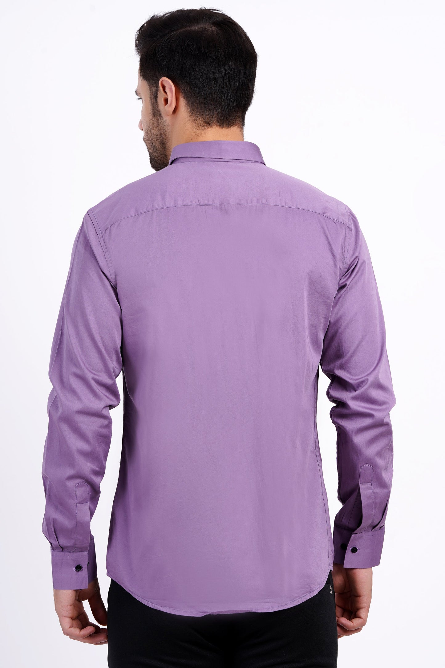 Purple Color Men's Cotton Shirt Full Sleeve Plain Shirts For Men