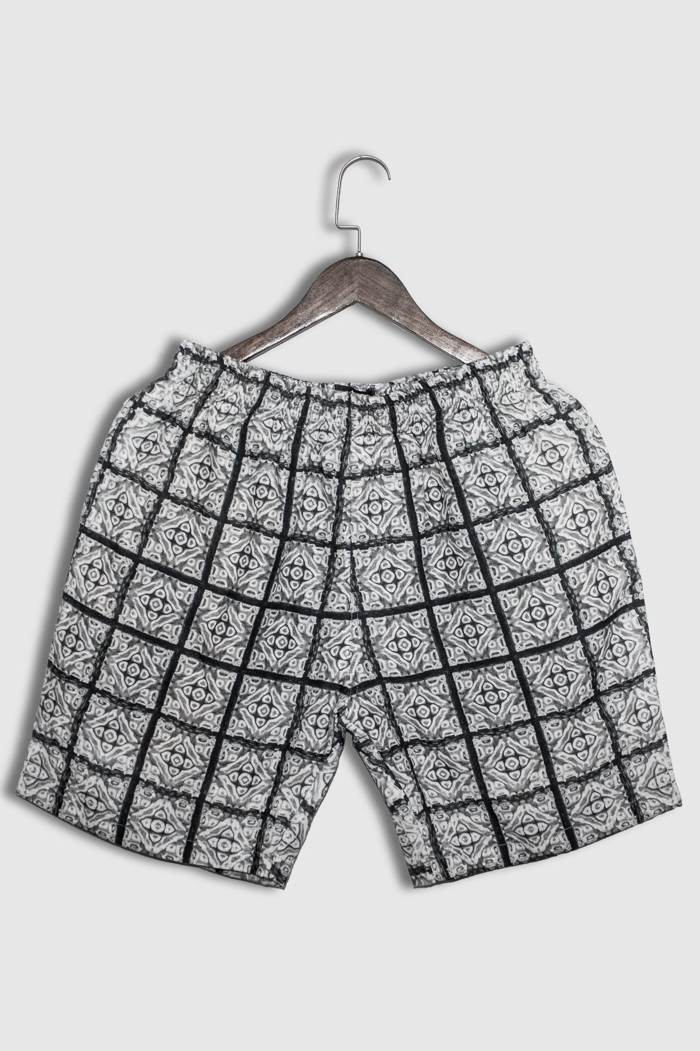 Linen Creative Abstract Little Square Pattern For Mens Shorts By Brand Black Jack