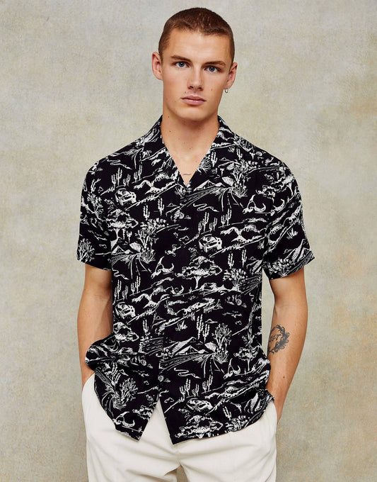 Prairie Print Revere Shirt In Black Color Shirt