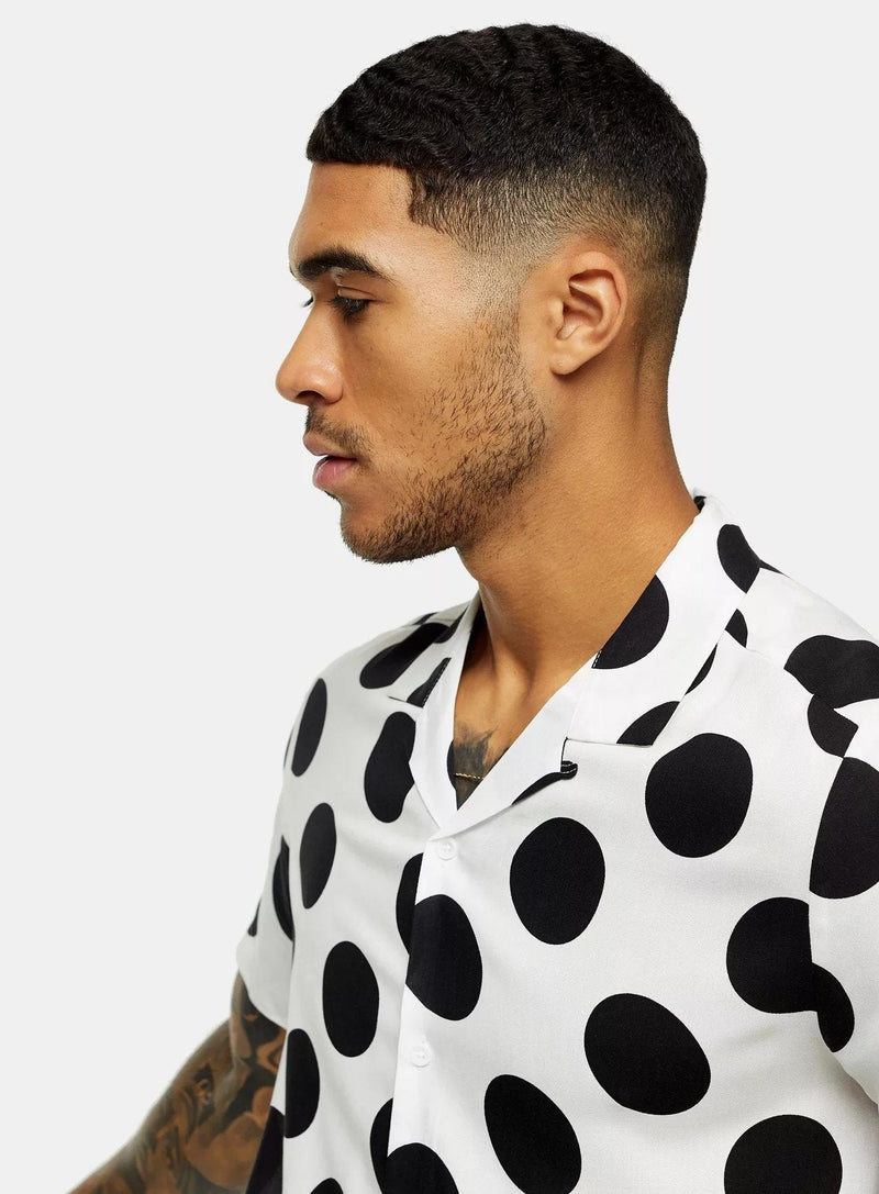 Polka Dot Revere Slim Shirt