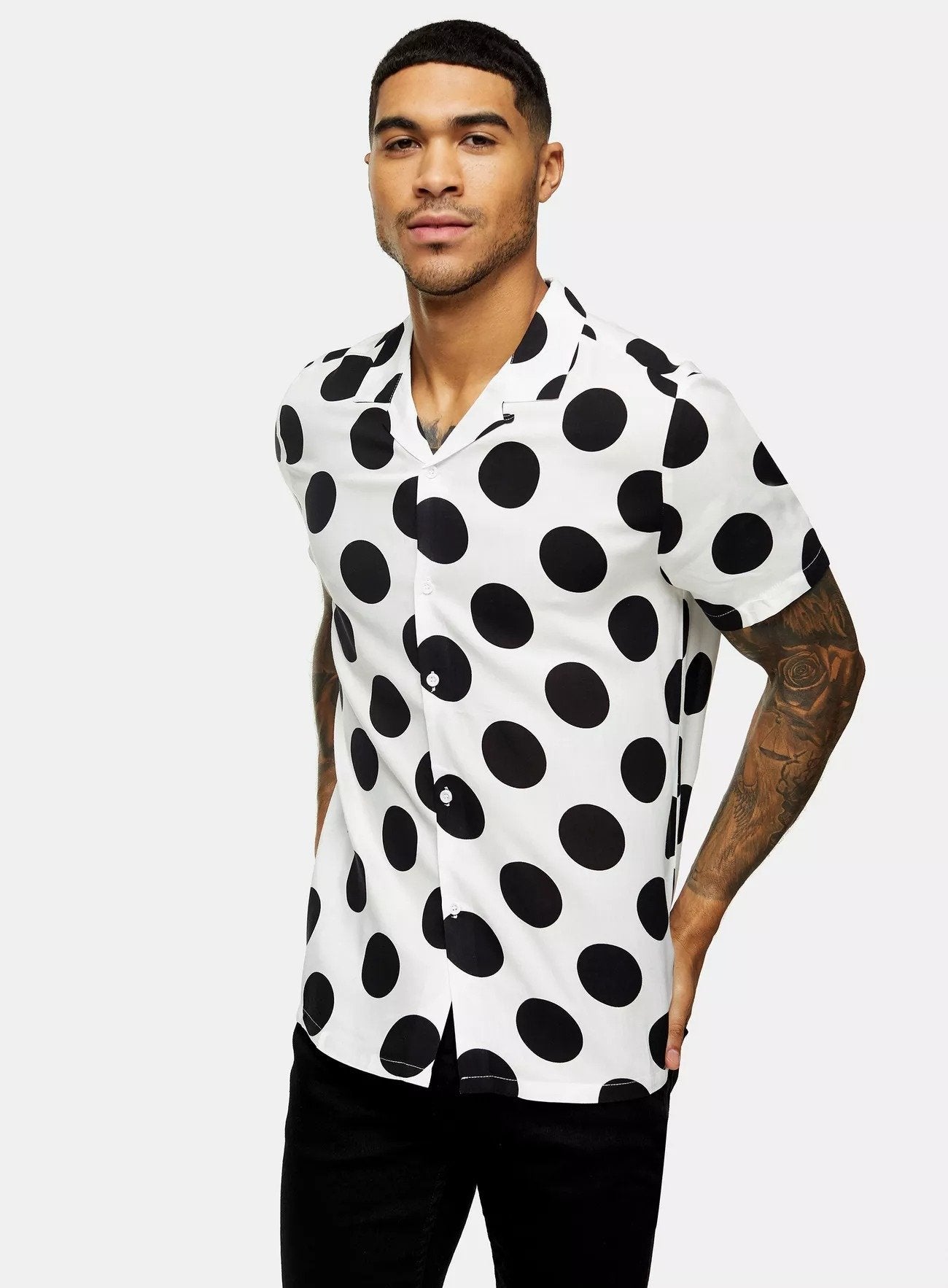 Polka Dot Revere Slim Shirt