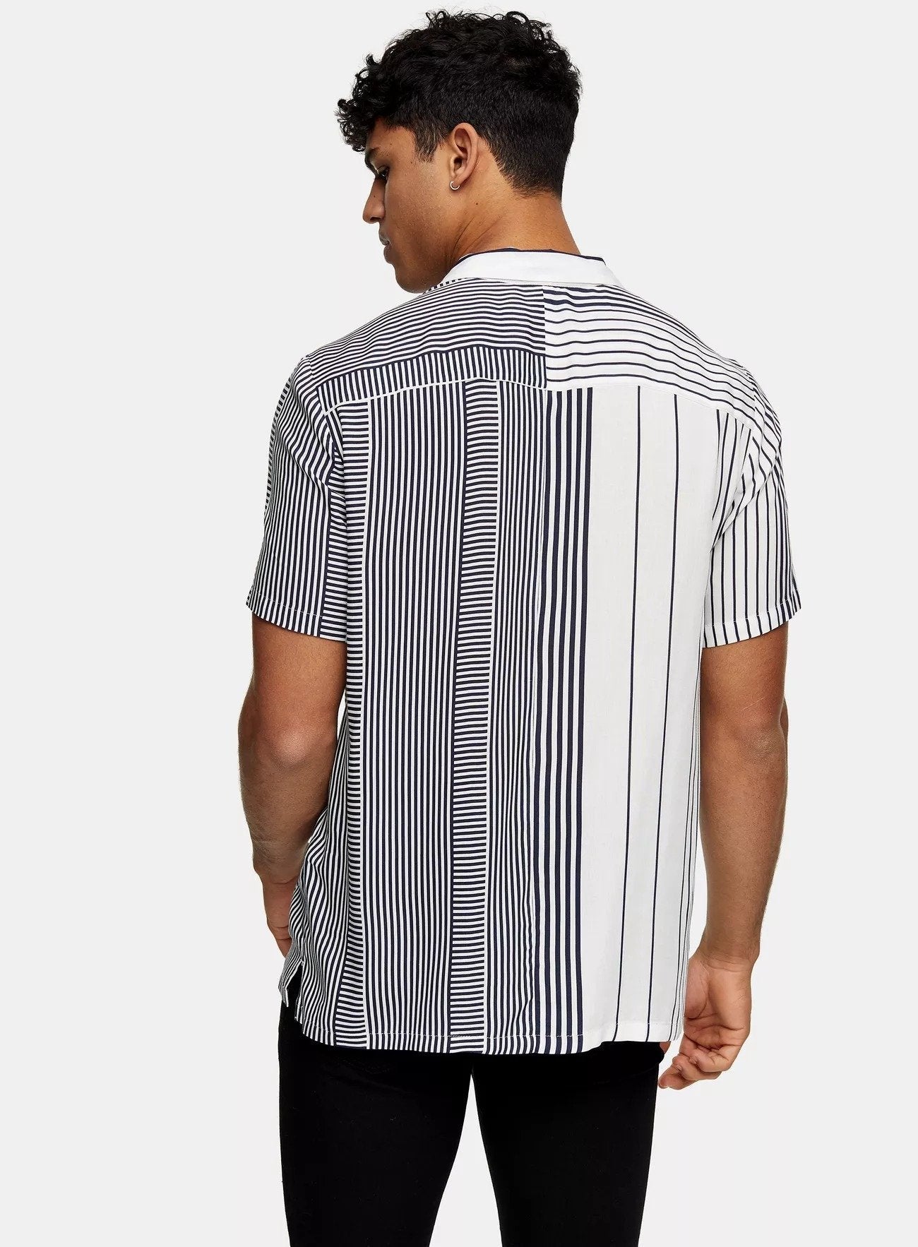 Blue Stripe Splice Revere Shirt